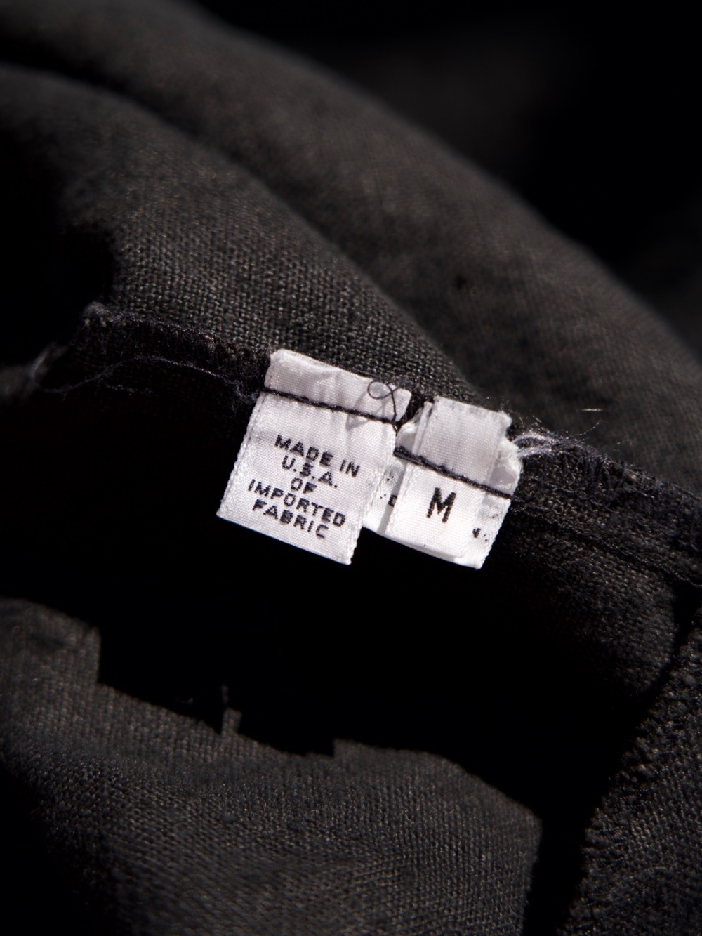 Vintage 100% Linen Black Long Pea Coat Casual Minimalist Made In USA Woman's M - Picture 16 of 17